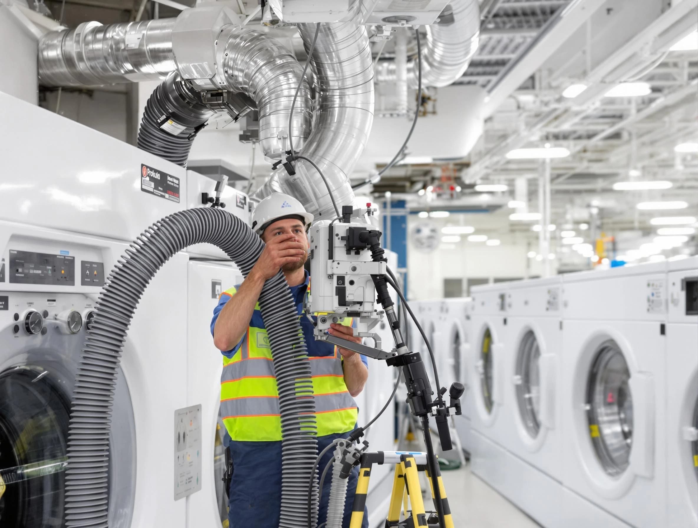 Fort Lee Dryer Vent Cleaning team performing commercial-grade dryer vent cleaning at a business facility in Fort Lee