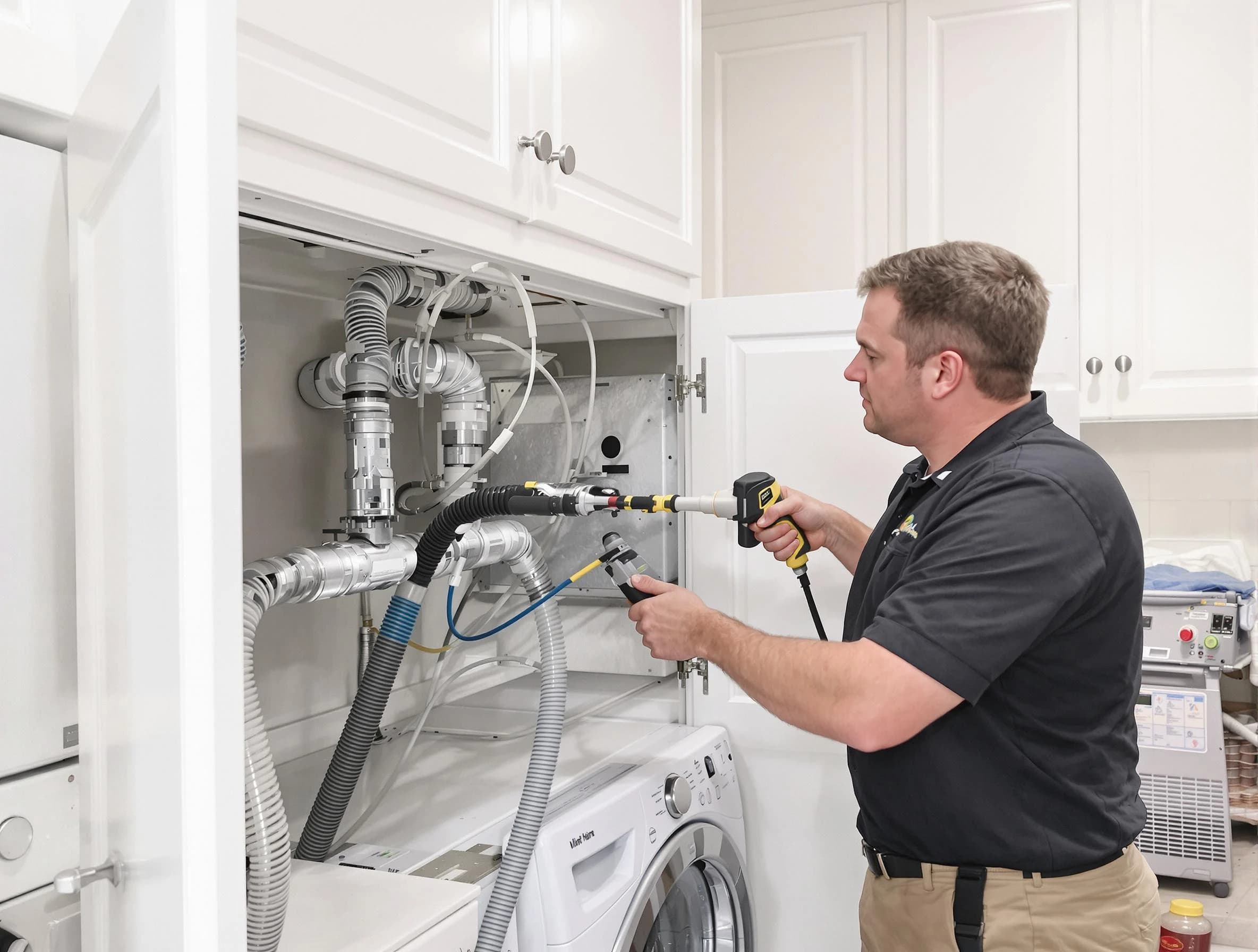 Fort Lee Dryer Vent Cleaning professional removing severe blockage from a clogged dryer vent in Fort Lee