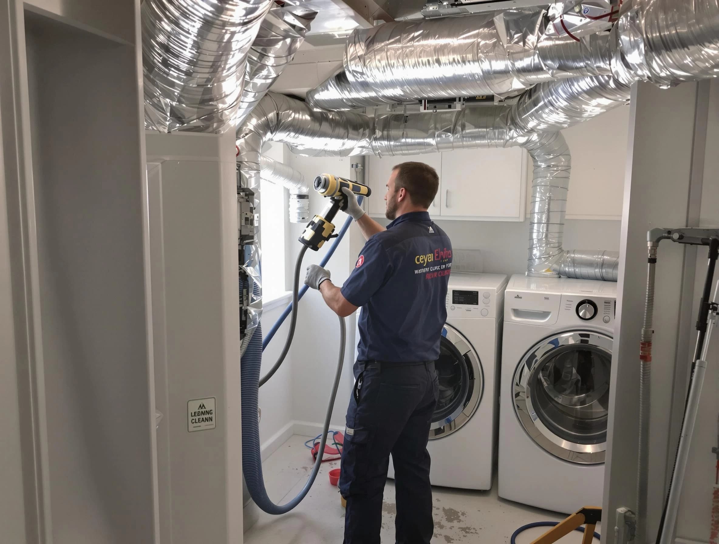 Fort Lee Dryer Vent Cleaning specialist using advanced equipment for thorough duct cleaning in Fort Lee