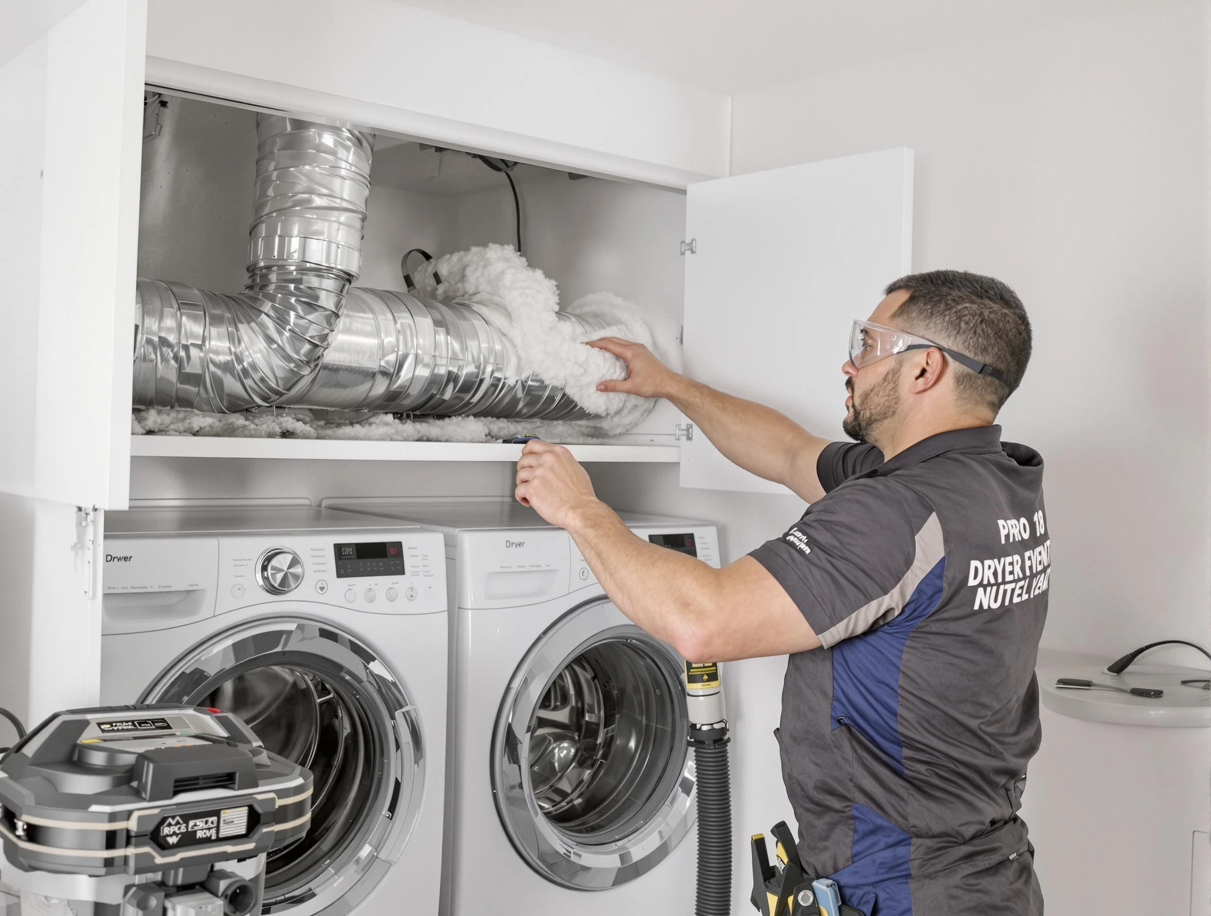 Fort Lee Dryer Vent Cleaning certified technician performing specialized gas dryer vent cleaning in Fort Lee